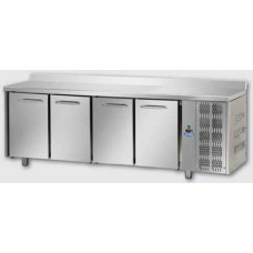 Tavolo Refrigerato Temperatura Positiva 4 Sportelli GN 1/1 con Piano Superiore e Alzatina profondità cm 70